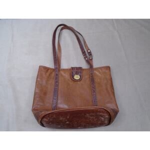 Brahmin Anywhere Melbourne Brown Leather Melbourne Croc Embossed Tote Bag Purse